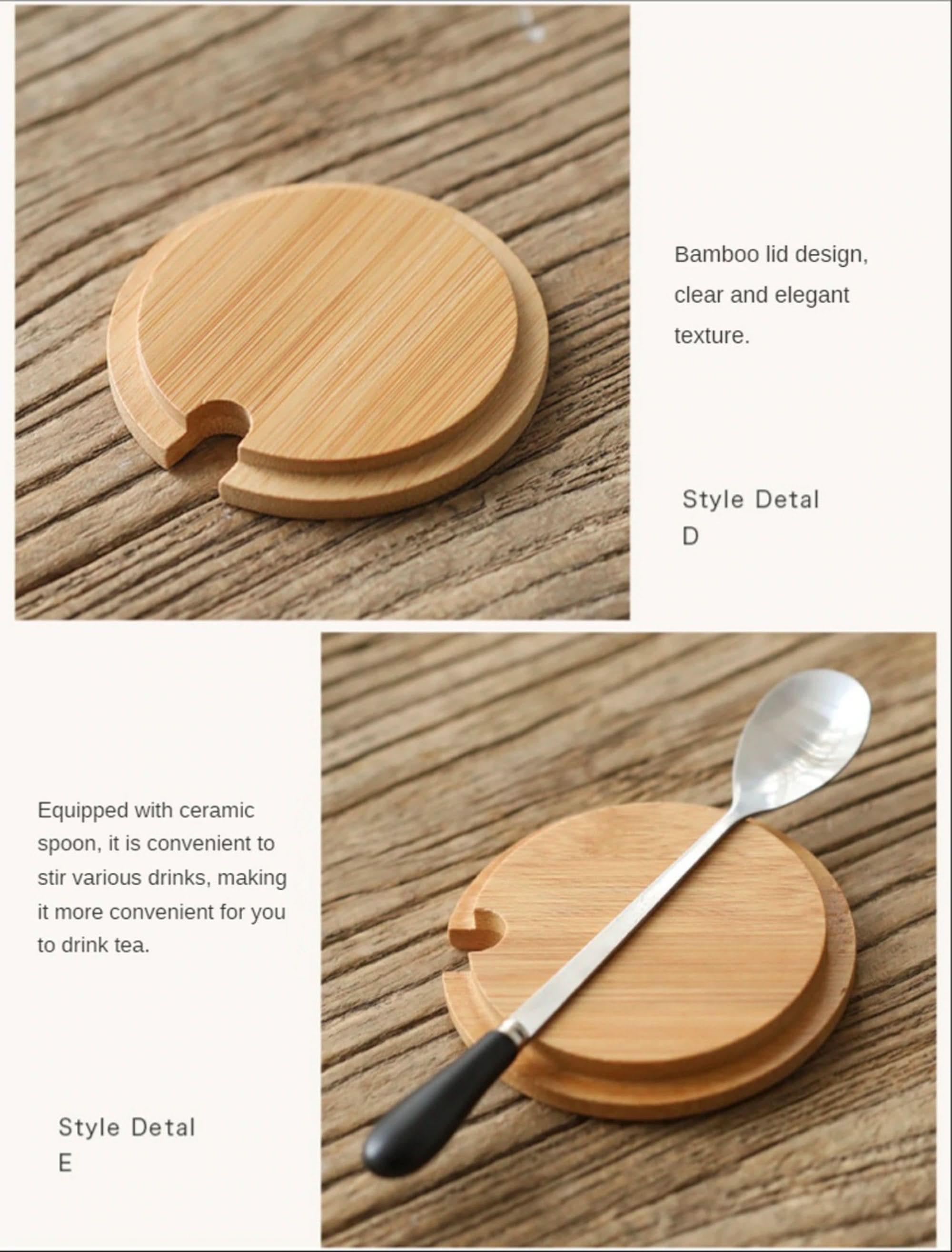 Minimal Japanese style coffee mug bamboo lid, latte mug, 480ml, includes 2 free digital art downloads.